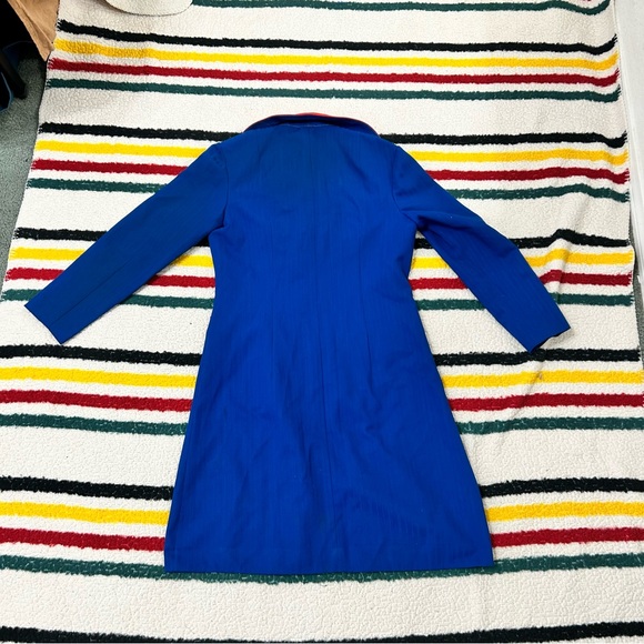 Vintage 60s/70s blue and red mini dress double breasted buttons with collar - Picture 11 of 11
